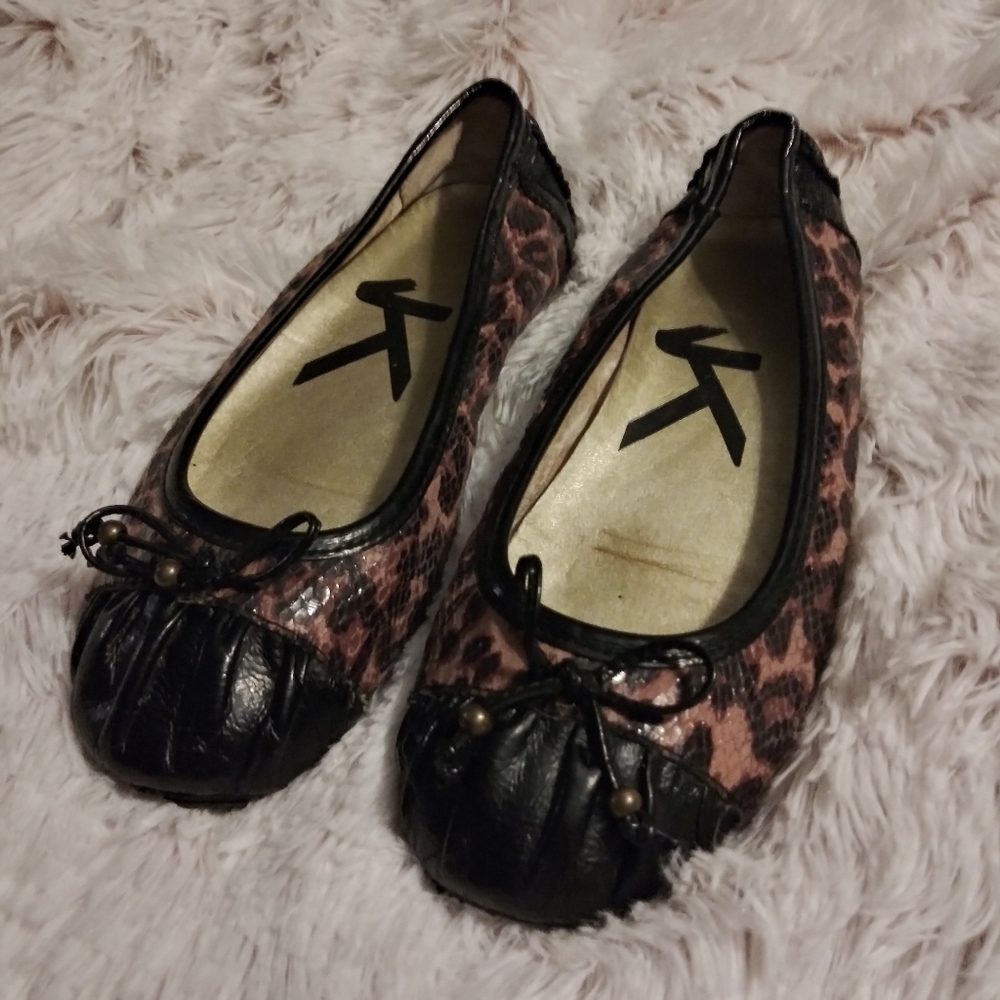 Anne Klein Sports Faux Leather Leopard Flats